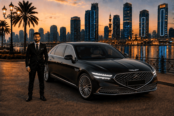 Genesis G90 with Driver in Sharjah