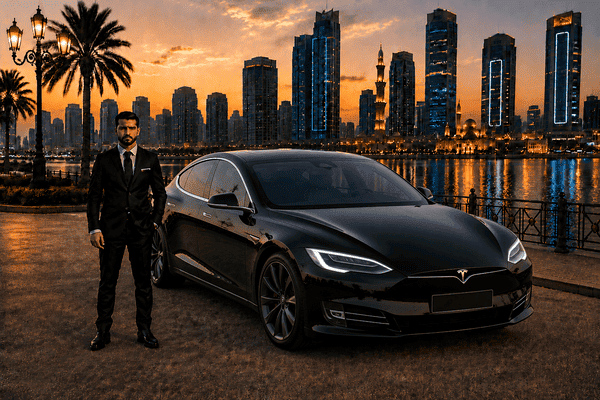 Tesla Model S with Driver in Sharjah
