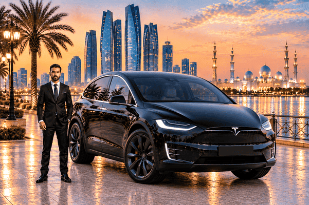 Tesla Model X With Driver in Abu Dhabi