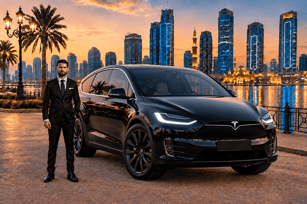 Tesla Model X with Driver in Sharjah